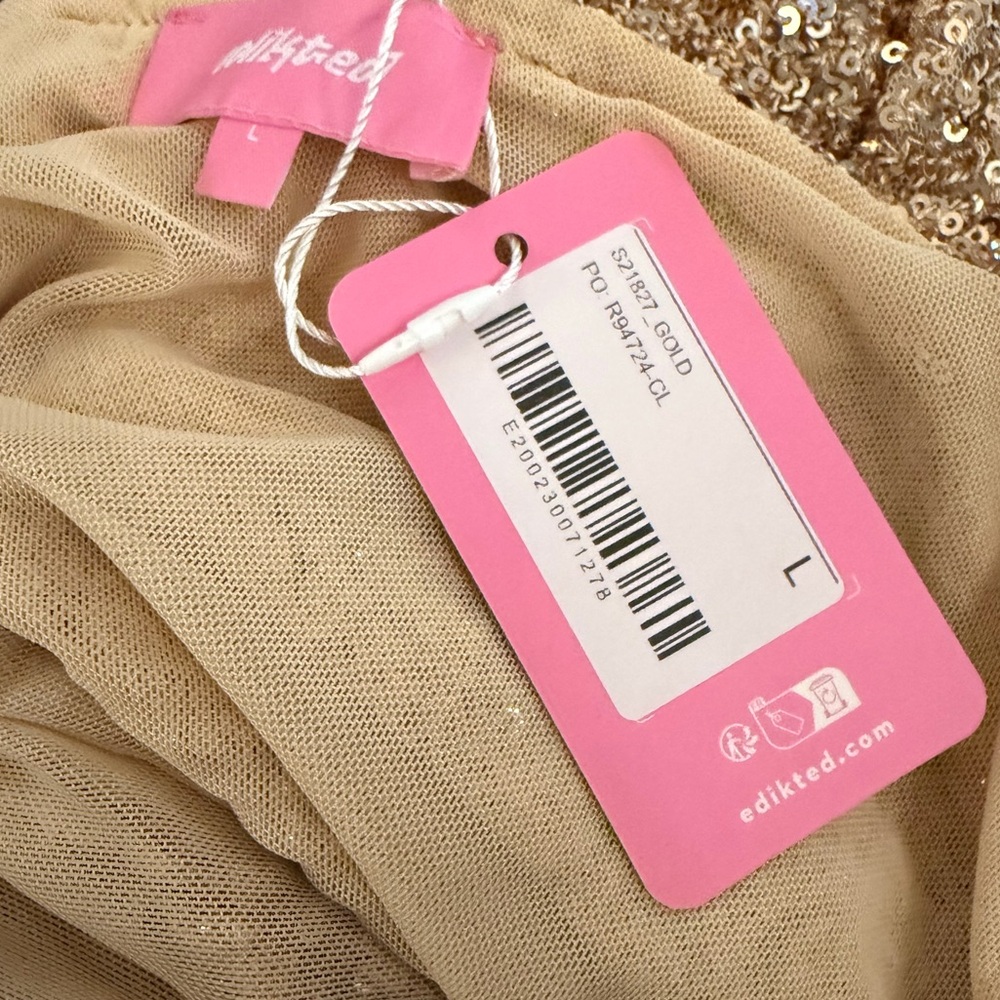 ๐ with tag ~ Edikted Sequin Asymmetric Slit Strapless Top - Picture 10 of 17